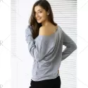 Casual Letter Loose-Fitting Sweatshirt - Gray