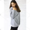 Casual Letter Loose-Fitting Sweatshirt - Gray