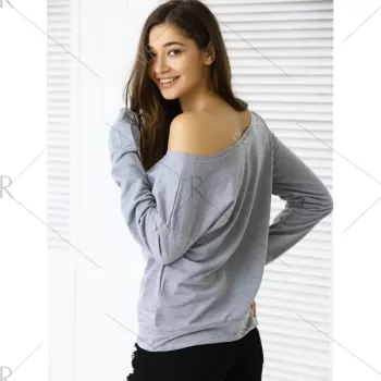 Casual Letter Loose-Fitting Sweatshirt - Gray