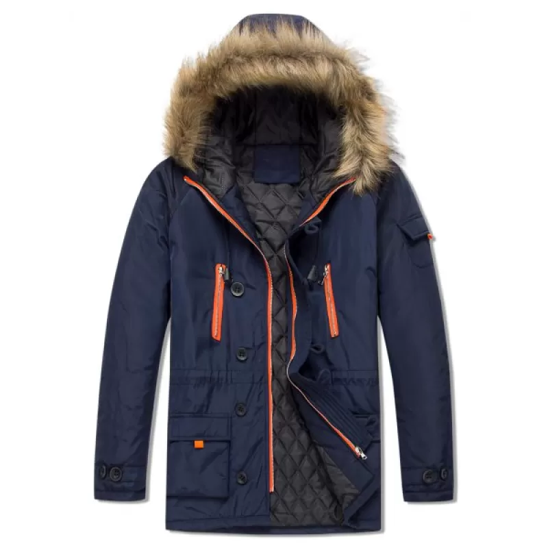 Casual Pockets Hooded Outwear Coat - Cadetblue