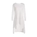 Casual Scoop Neck Solid Color Irregular Hem Long Sleeve Women's T-Shirt - White