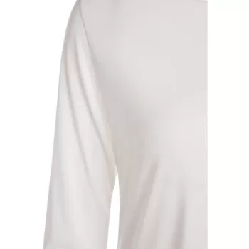 Casual Scoop Neck Solid Color Irregular Hem Long Sleeve Women's T-Shirt - White