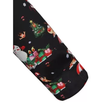 Casual Snowmen Elk Print Christmas Shirt - Black