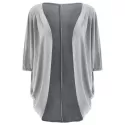 Casual olid Color 3/4 leeve Loose Collarless Cardigan For Women - Gray