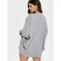 Casual olid Color 3/4 leeve Loose Collarless Cardigan For Women - Gray