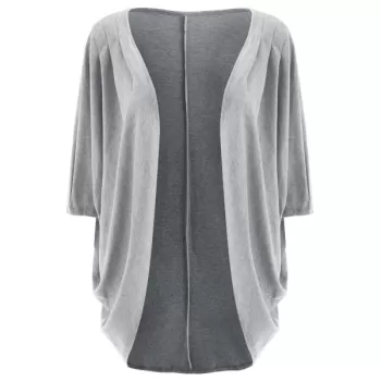 Casual olid Color 3/4 leeve Loose Collarless Cardigan For Women - Gray