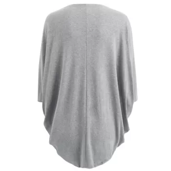 Casual olid Color 3/4 leeve Loose Collarless Cardigan For Women - Gray
