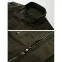 Casual Solid Color Zipper Jacket - Khaki