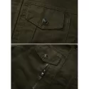 Casual Solid Color Zipper Jacket - Khaki