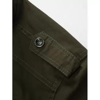 Casual Solid Color Zipper Jacket - Khaki