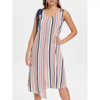 Casual V Neck triped Dress -