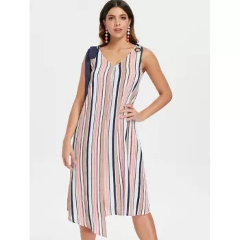 Casual V Neck triped Dress -