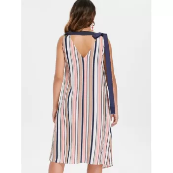 Casual V Neck triped Dress -