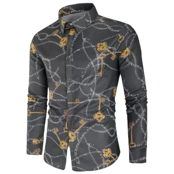 Chain Keys Print Long Sleeves Shirt -
