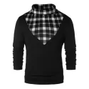 Checked Panel Turtle Neck T-shirt - Black