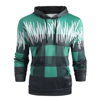 Checked Print Kangaroo Pocket Hoodie -