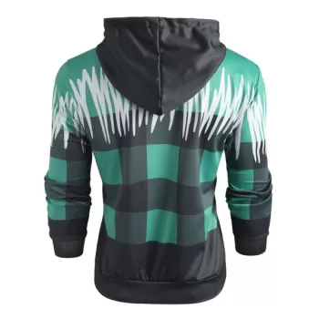 Checked Print Kangaroo Pocket Hoodie -