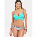 Cheeky Spaghetti Strap Geometric Bikini Set For Women - ake Blue