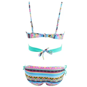 Cheeky Spaghetti Strap Geometric Bikini Set For Women - ake Blue