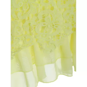 Chic Round Collar Long leeve Lace pliced Women's Blouse - Beige