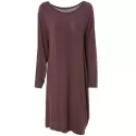 Chic Solid Color Skew Neck Long Sleeve Loose Dress For Women - Dun