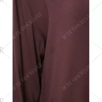 Chic Solid Color Skew Neck Long Sleeve Loose Dress For Women - Dun