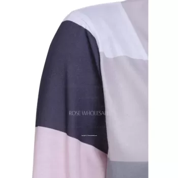 Chic triped Collarless 3/4 leeve Irregular Asymmetric Cardigan For Women - Gray