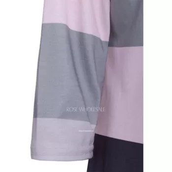 Chic triped Collarless 3/4 leeve Irregular Asymmetric Cardigan For Women - Gray