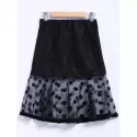 Chic Style Organza Splicing Polka Dot Print Ruffles Black Women's Skirt - Black