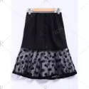 Chic Style Organza Splicing Polka Dot Print Ruffles Black Women's Skirt - Black
