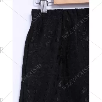 Chic Style Organza Splicing Polka Dot Print Ruffles Black Women's Skirt - Black