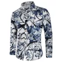 Chinese Painting Flowers Print Casual Shirt -