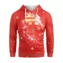 Christmas Ball Print Pullover Hoodie - Red