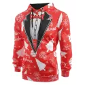 Christmas Baubles Snowflakes Printed Casual Hoodie - Chestnut Red