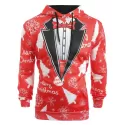 Christmas Baubles Snowflakes Printed Casual Hoodie - Chestnut Red