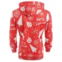 Christmas Baubles Snowflakes Printed Casual Hoodie - Chestnut Red