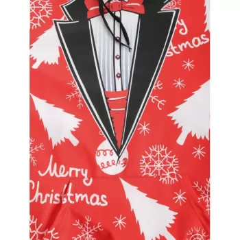 Christmas Baubles Snowflakes Printed Casual Hoodie - Chestnut Red