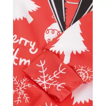Christmas Baubles Snowflakes Printed Casual Hoodie - Chestnut Red
