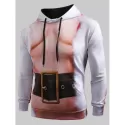 Christmas Belt Naked Belly Print Drawstring Hoodie -