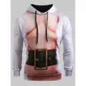 Christmas Belt Naked Belly Print Drawstring Hoodie -