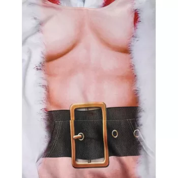 Christmas Belt Naked Belly Print Drawstring Hoodie -