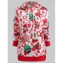 Christmas Cake Print Pullover Hoodie -