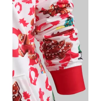 Christmas Cake Print Pullover Hoodie -