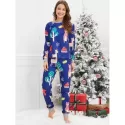 Christmas Cartoon Animal Print Family Pajama Sets - Blue Dad