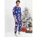 Christmas Cartoon Animal Print Family Pajama Sets - Blue Dad
