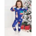 Christmas Cartoon Animal Print Family Pajama Sets - Blue Dad