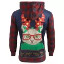 Christmas Cat Print Pullover Hoodie -