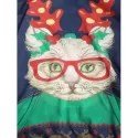 Christmas Cat Print Pullover Hoodie -