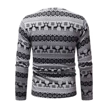 Christmas Deer Floral Print Pullover Shirt - Gray