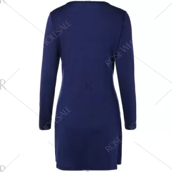 Christmas Deer Patched Fitted T-hirt Dress - Cadetblue